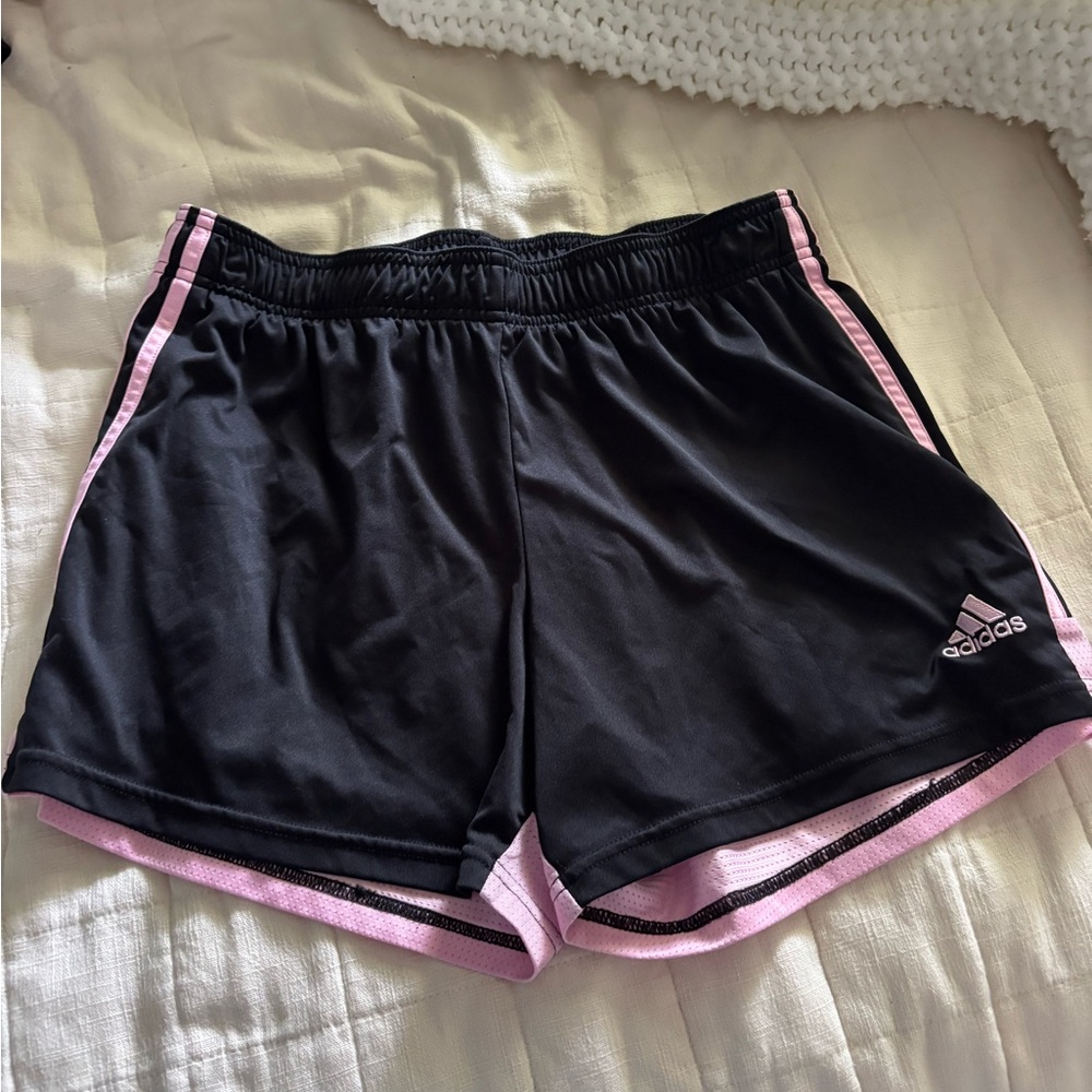 •Adidas Black and Pink Athletic Shorts Lightweight Breathable•
